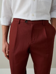 Red Textured Cotton Smart Chinos - Image 4 of 9