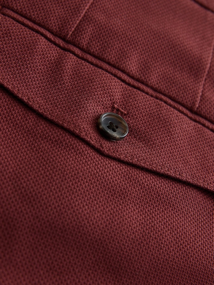 Red Textured Cotton Smart Chinos - Image 9 of 9