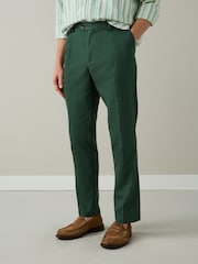 Green Textured Cotton Smart Chinos - Image 1 of 9