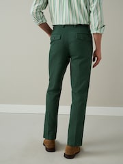 Green Textured Cotton Smart Chinos - Image 3 of 9