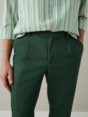 Green Textured Cotton Smart Chinos - Image 4 of 9