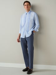 Blue Textured Cotton Smart Chinos - Image 2 of 9