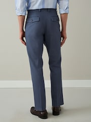 Blue Textured Cotton Smart Chinos - Image 3 of 9