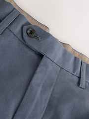 Blue Textured Cotton Smart Chinos - Image 7 of 9