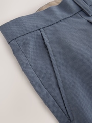 Blue Textured Cotton Smart Chinos - Image 8 of 9