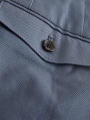 Blue Textured Cotton Smart Chinos - Image 9 of 9