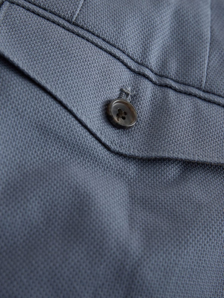 Blue Textured Cotton Smart Chinos - Image 9 of 9