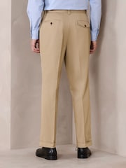 Stone Regular Tapered Fit N. Premium Smart Twin Pleat Chino Trousers - Image 3 of 11