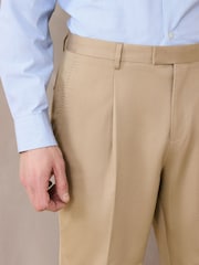 Stone Regular Tapered Fit N. Premium Smart Twin Pleat Chino Trousers - Image 4 of 11