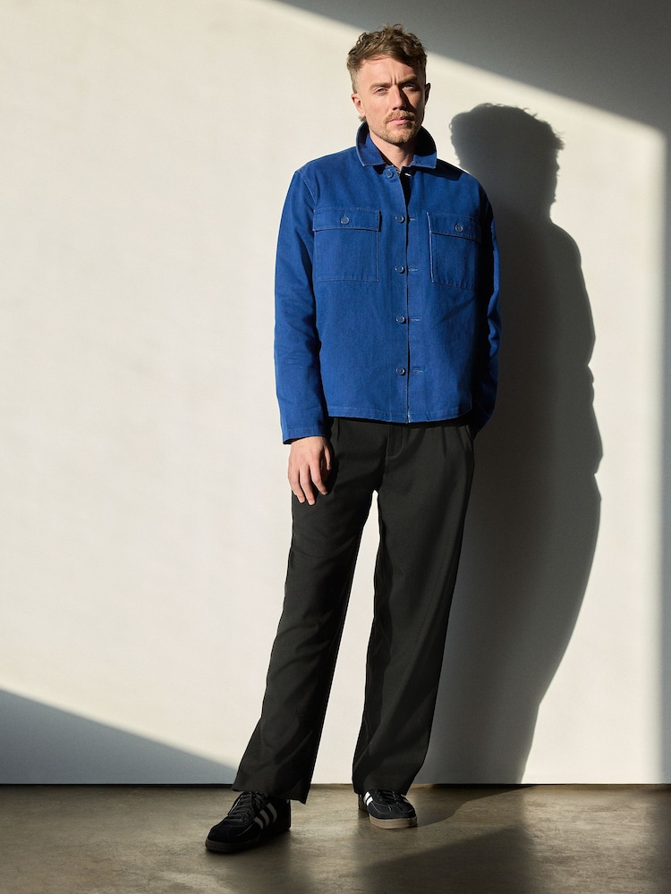 Black N.Premium Loose Fit Twin Pleat Wool Blend Smart Trousers - Image 1 of 8