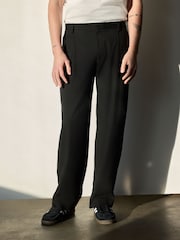 Black N.Premium Loose Fit Twin Pleat Wool Blend Smart Trousers - Image 2 of 8