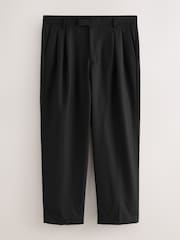 Black N.Premium Loose Fit Twin Pleat Wool Blend Smart Trousers - Image 5 of 8
