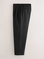 Black N.Premium Loose Fit Twin Pleat Wool Blend Smart Trousers - Image 6 of 8