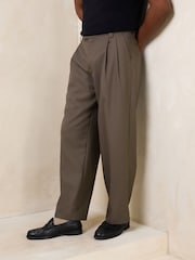 Neutral N.Premium Loose Fit Twin Pleat Wool Blend Smart Trousers - Image 1 of 11