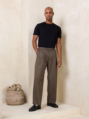 Neutral N.Premium Loose Fit Twin Pleat Wool Blend Smart Trousers - Image 3 of 11