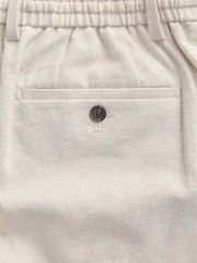 Neutral Regular Tapered Fit N. Premium Linen Blend Herringbone Trousers with Elasticated Waist - Image 10 of 11