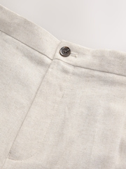 Neutral Regular Tapered Fit N. Premium Linen Blend Herringbone Trousers with Elasticated Waist - Image 3 of 5