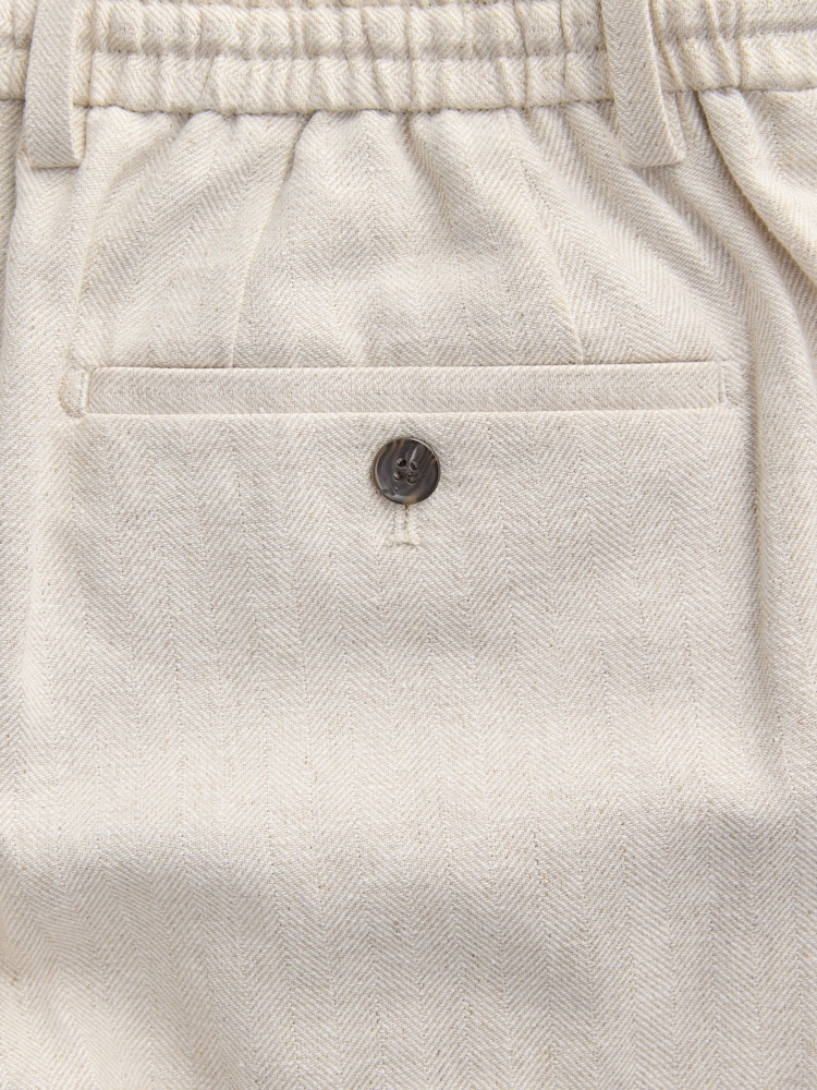 Neutral Regular Tapered Fit N. Premium Linen Blend Herringbone Trousers with Elasticated Waist - Image 5 of 5
