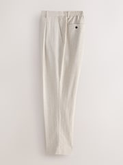 Neutral Regular Tapered Fit N. Premium Linen Blend Herringbone Trousers with Elasticated Waist - Image 8 of 11