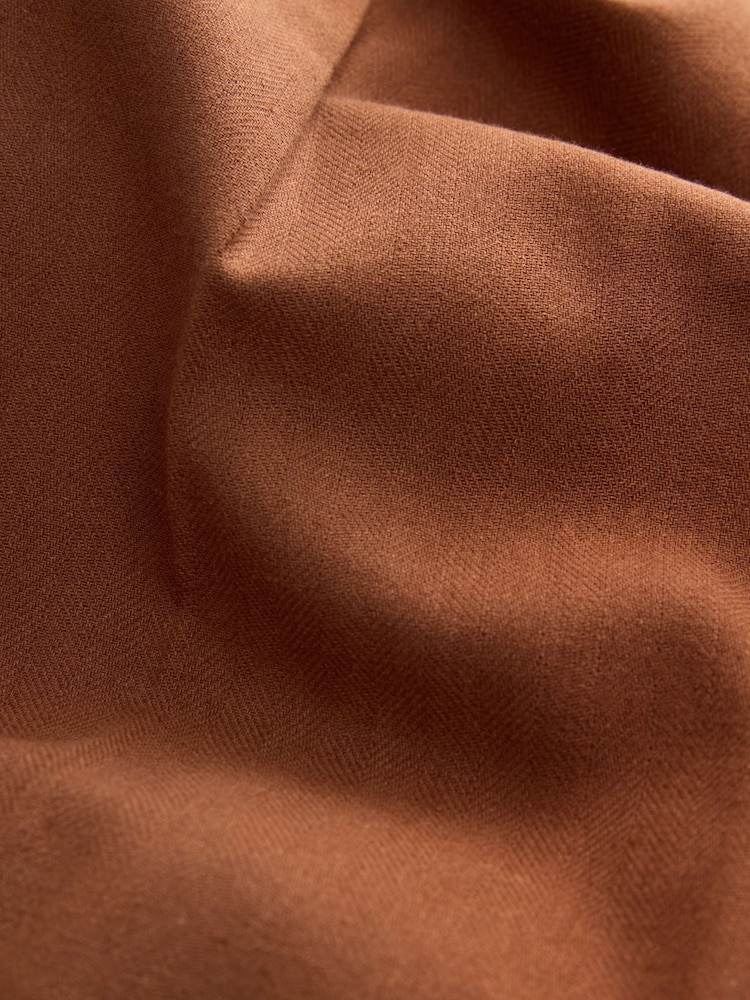 Rust Brown Regular Tapered Fit N. Premium Linen Blend Herringbone Trousers with Elasticated Waist - Image 10 of 10