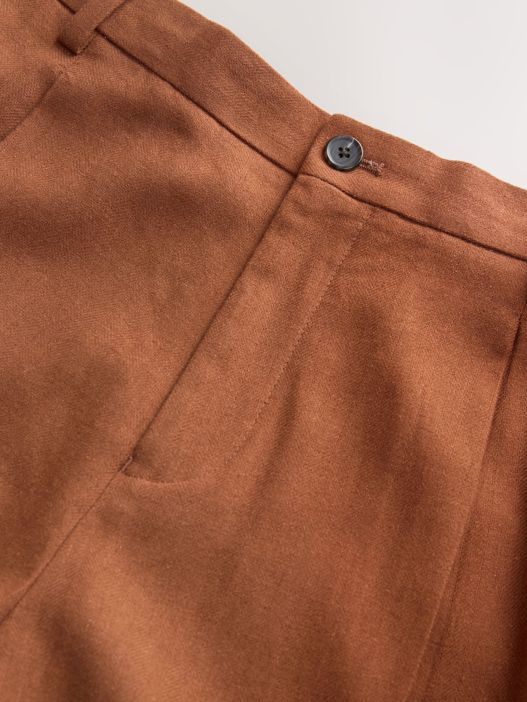 Buy Rust Brown Regular Tapered Fit N. Premium Linen Blend
