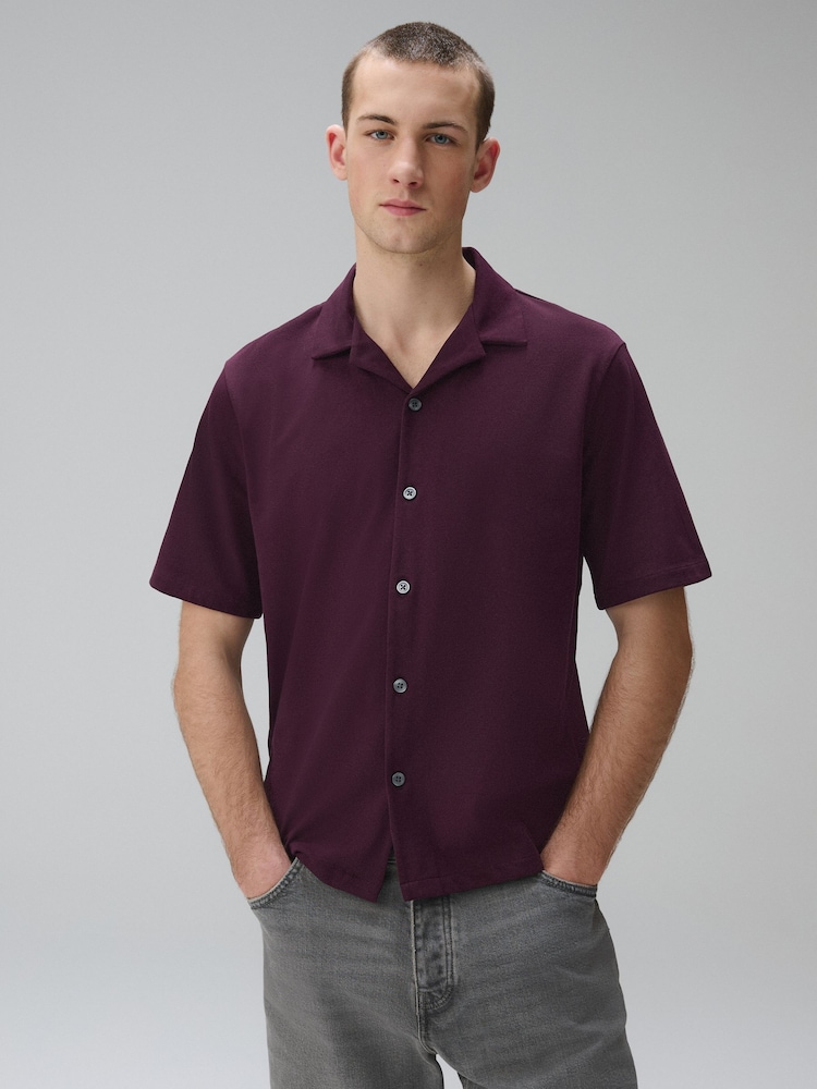 Burgundy Red/Navy Blue/Green Regular Fit Short Sleeve Revere Collar Jersey Shirts 3 Pack - Image 1 of 7