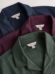Burgundy Red/Navy Blue/Green Regular Fit Short Sleeve Revere Collar Jersey Shirts 3 Pack - Image 6 of 7
