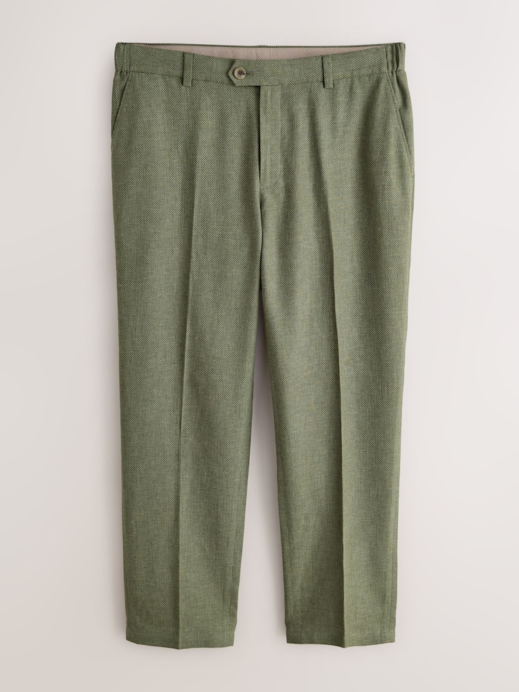 Verde - Textured Linen Blend Smart Trousers - Imaginea 1 din 5
