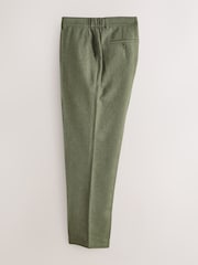 Verde - Textured Linen Blend Smart Trousers - Imaginea 2 din 5