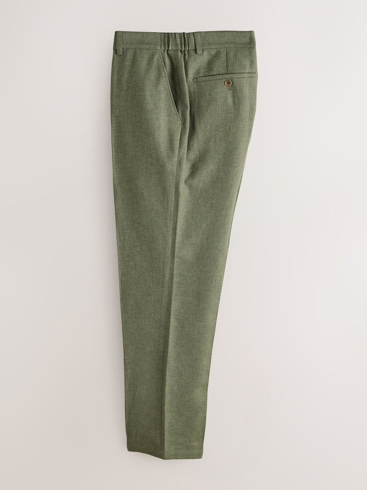 Verde - Textured Linen Blend Smart Trousers - Imaginea 2 din 5