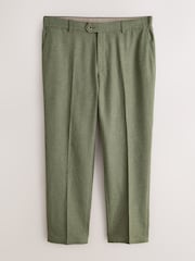 Green Regular Tapered Fit Textured Linen Blend Smart Trousers - Image 6 of 10