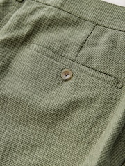 Green Regular Tapered Fit Textured Linen Blend Smart Trousers - Image 9 of 10