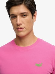 Superdry Bright Fluro Pink Essential Logo Emb T-Shirt - Image 5 of 7