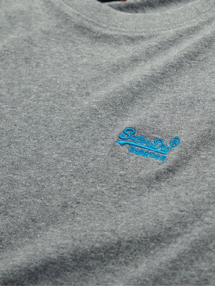 Superdry Grey Marl Essential Logo Emb T-Shirt - Image 7 of 7