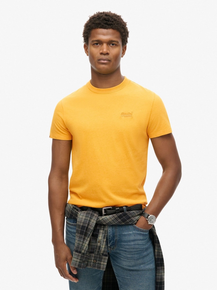 Superdry Yellow Essential Logo Embroidered T-Shirt - Image 1 of 9