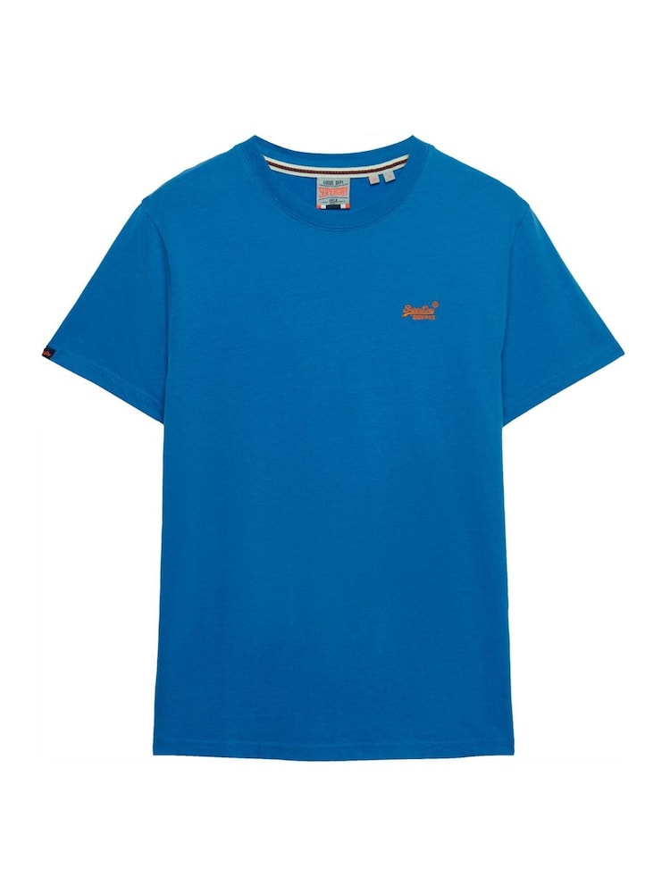 Superdry Blue Essential Logo Embroidered  T-Shirt - Image 1 of 2