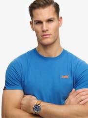 Superdry Monaco Blue Essential Logo Embroidered  T-Shirt - Image 4 of 6
