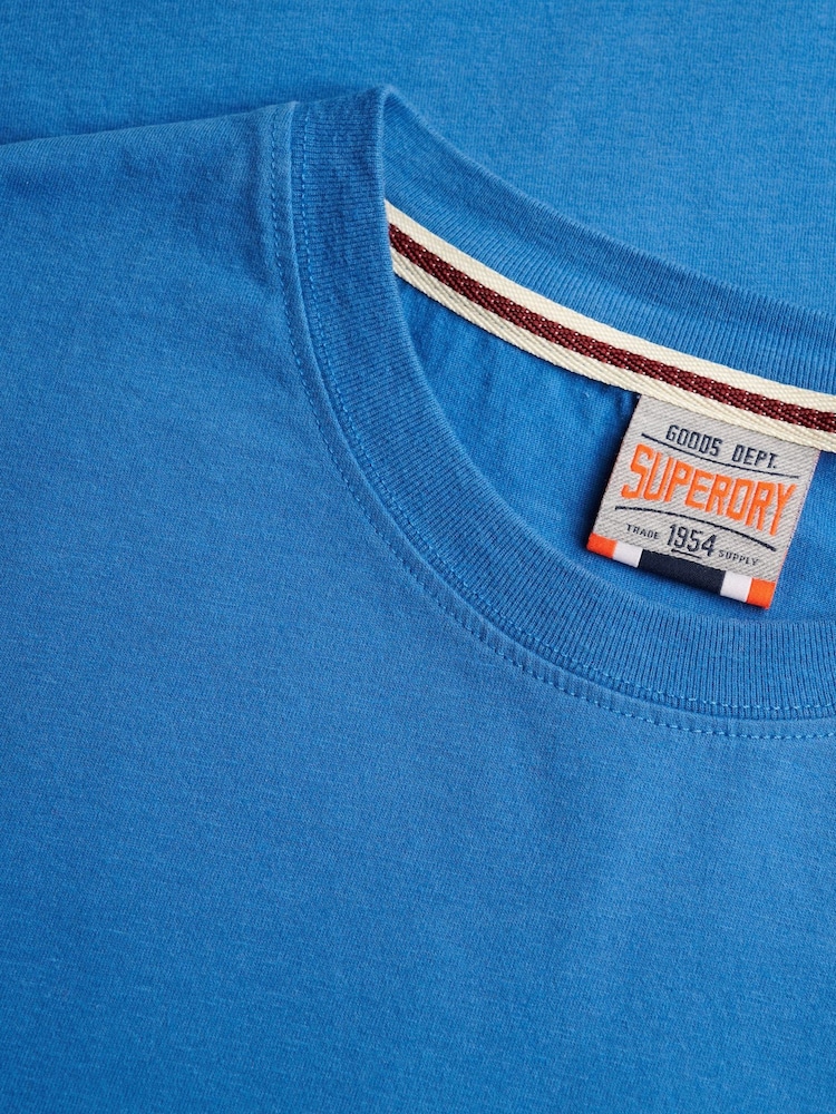 Superdry Monaco Blue Essential Logo Embroidered  T-Shirt - Image 6 of 6