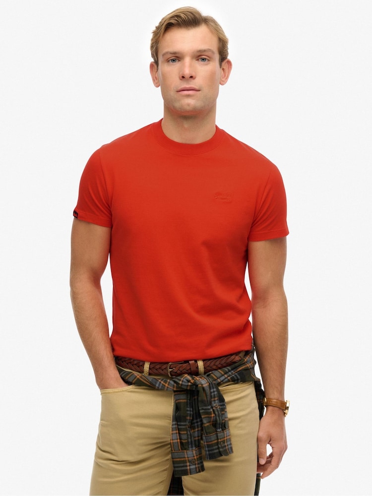 Superdry Orange Essential Logo Emb T-Shirt - Image 1 of 7