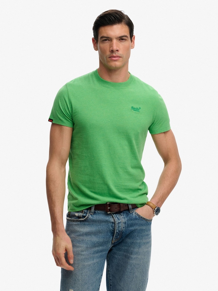 Superdry Bright Green Tonal Essential Logo Emb T-Shirt - Image 1 of 6