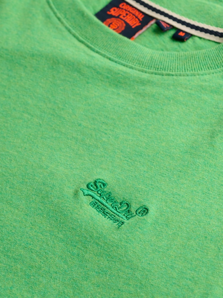 Superdry Bright Green Tonal Essential Logo Embroidery T-Shirt - Image 7 of 7