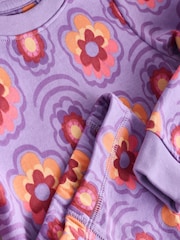 Pink/Purple Retro Floral Print Snuggle Pyjamas 3 Pack (9mths-12yrs) - Image 11 of 11