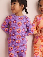 Pink/Purple Retro Floral Print Snuggle Pyjamas 3 Pack (9mths-12yrs) - Image 2 of 11