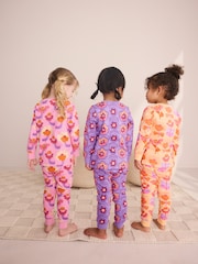 Pink/Purple Retro Floral Print Snuggle Pyjamas 3 Pack (9mths-12yrs) - Image 4 of 11