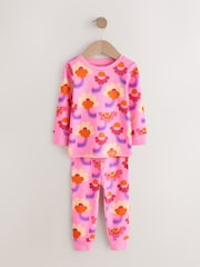 Pink/Purple Retro Floral Print Snuggle Pyjamas 3 Pack (9mths-12yrs) - Image 6 of 11