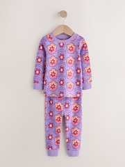 Pink/Purple Retro Floral Print Snuggle Pyjamas 3 Pack (9mths-12yrs) - Image 7 of 11