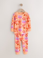 Pink/Purple Retro Floral Print Snuggle Pyjamas 3 Pack (9mths-12yrs) - Image 8 of 11