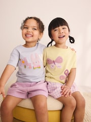 Pink/Lilac Pastel Applique Short Pyjamas 2 Pack (9mths-10yrs) - Image 2 of 5