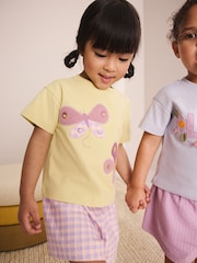 Pink/Lilac Pastel Applique Short Pyjamas 2 Pack (9mths-10yrs) - Image 3 of 5