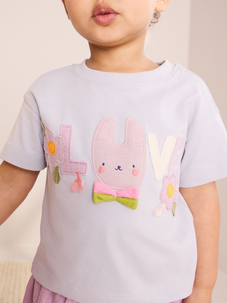 Pink/Lilac Pastel Applique Short Pyjamas 2 Pack (9mths-10yrs) - Image 5 of 5